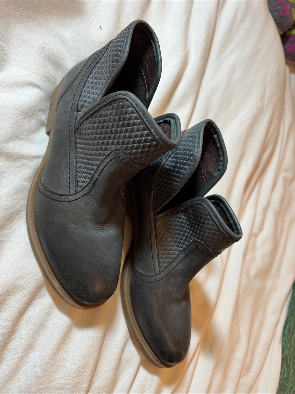 Slip-On Women's Ankle Booties in Black with Textured Upper